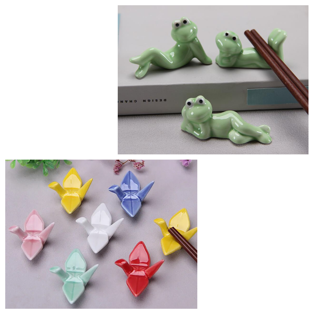 Chopstick Rest Ceramic - Stylish Restaurant Quality Ceramic Funny Frog