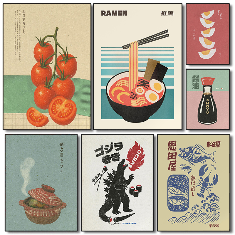 Japan Food Art Poster Retro Ja - огляд і ціна Japanese Food Lifestyle
